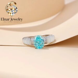 Elnar Jewelry 1.5Ct 6*8mm Artificial Kyanite Ring for Women 925 Sterling Silver Jewelry Wedding Ring Best Gift for HER 246r