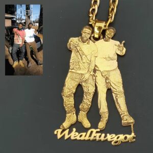 Customized Stainless Steel The Best Brother Photo Necklace Gold Cuban Chain Personalized Pendant With Text Birthday Party Gift