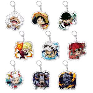 One Piece Anime Acrylic Keychain Luffy Zoro Q-Version Character Keyring Backpack Pendant Car Key Charm The Best Choice for Gifts