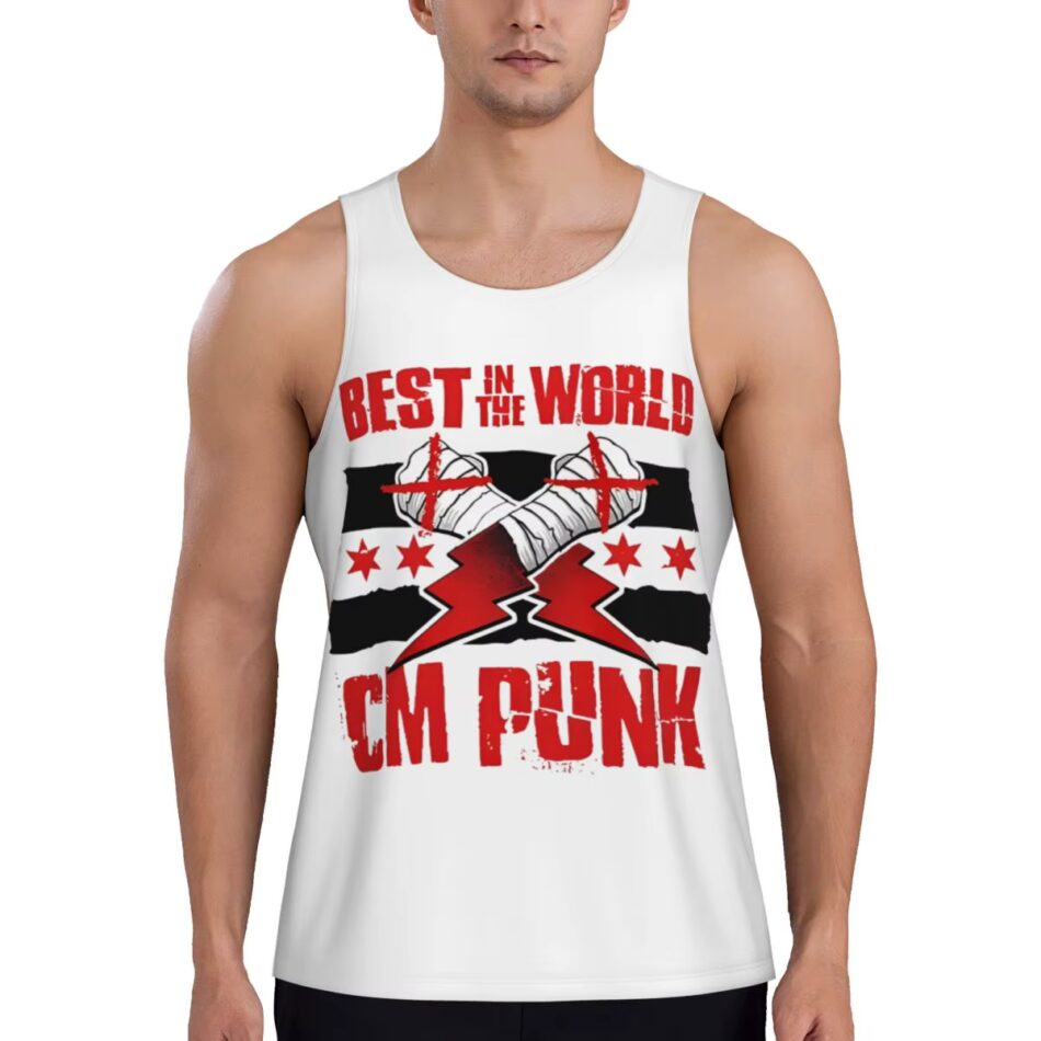 Graphic Wrestling CM Punk Best In The World Workout Tank Tops Sleeveless Shirt Bodybuilding Fitness Gym Compression Vest