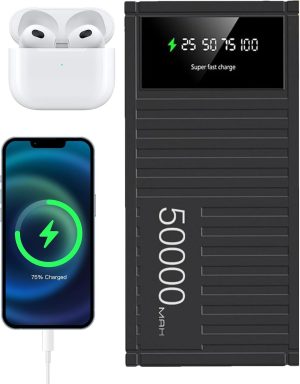 Super Fast Charging 66w Bank, 50000mah Ultra-High Capacity Bank, with LED Display for Hiking Camping Outdoor(D)