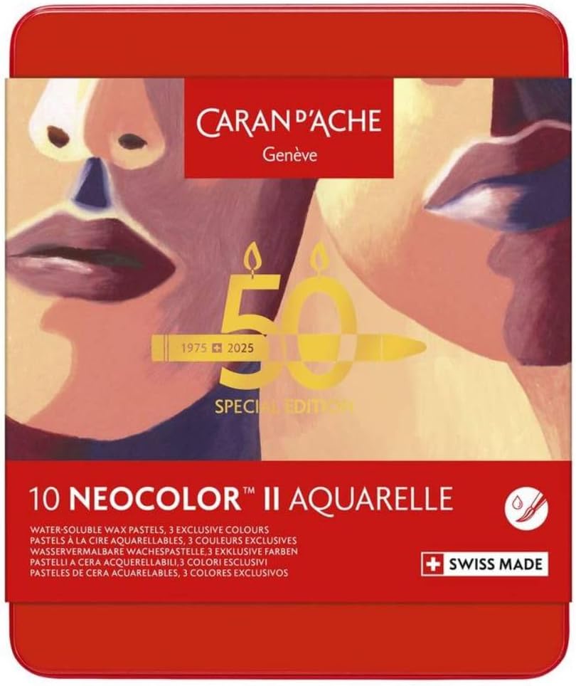 Caran d’Ache Box of 10 NEOCOLOR™ II Aquarelle Pastels 50 Years Portrait – Special Edition