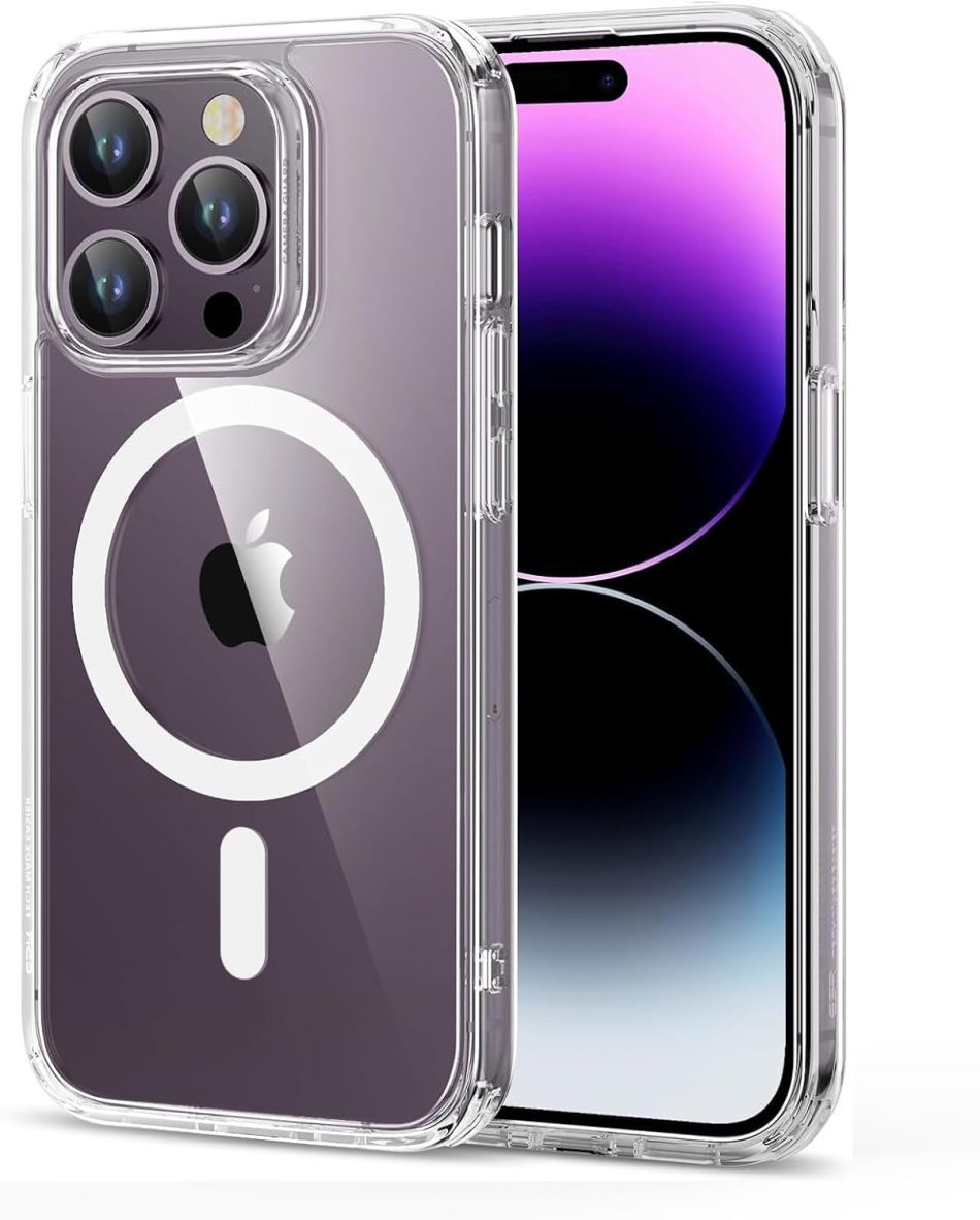 ESR for iPhone 14 Pro Case, Compatible with MagSafe, Shockproof Military-Grade Protection, Scratch-Resistant Back, Magnetic Phone Case for iPhone 14 Pro, Classic Hybrid Case, Clear