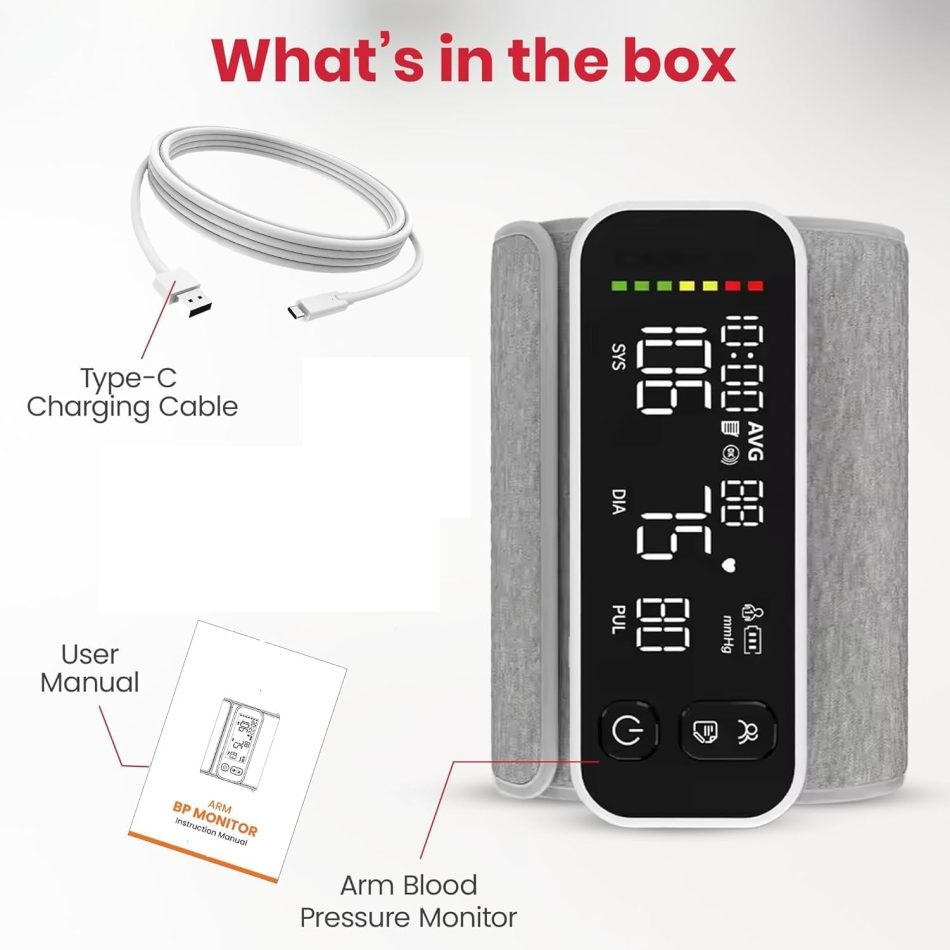 Fully Automatic Digital Blood Pressure Monitoring Device | BP Apparatus for Home |for Hypertension & Managing Heart Health | Arm Circumference (22-42cm)