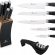 Gerlach Deco Black Knife Set Beech Wooden Block Knife Sharpener for Kitchen 5 Kinds of Knives Durable Hard Stainless Steel Handle with ABS Kitchen Knife Chef Knife Bread Vegetable