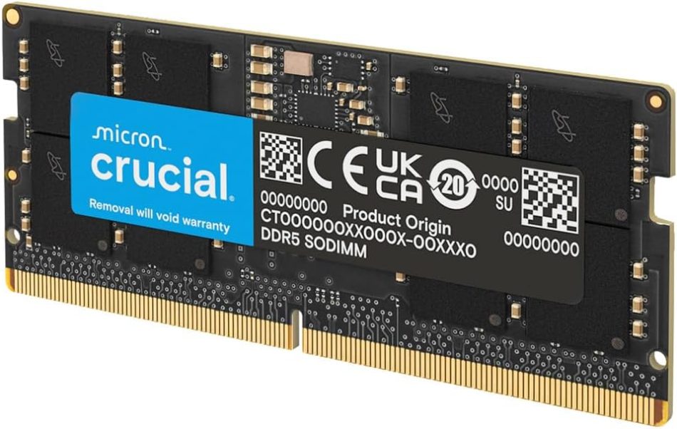 Crucial 64GB DDR5 RAM 5600MHz (or 5200MHz or 4800MHz) Laptop Memory, SODIMM 262-Pin, Compatible with Latest Intel Core Ultra and AMD Ryzen 8000 & Above – CT64G56C46S5