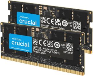 Crucial 32GB DDR5 RAM Kit (2x16GB), 4800MHz CL40 Laptop Memory – Compatible with Intel 12th Gen and AMD Processors – CT2K16G48C40S5