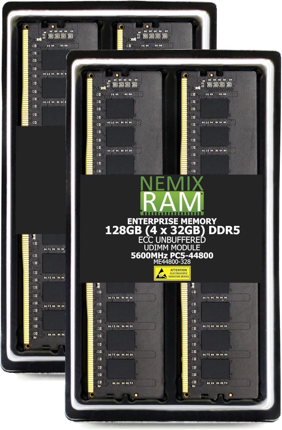 128GB 4X32GB DDR5 5600MHz PC5-44800 2Rx8 1.1V CL46 288-PIN ECC Unbuffered UDIMM NEMIX RAM Memory KIT