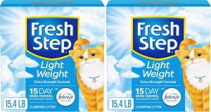 Fresh Step Clumping Cat Litter, Lightweight, Extreme, Long Lasting Odor Control Kitty Litter with Activated Charcoal, Low Dust Formula, 15.4 lb (Pack of 2)