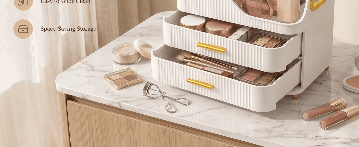 Countertop Makeup Organizer Drawers Large Cosmetic Storage Box Vanity Bathroom Counter Skincare