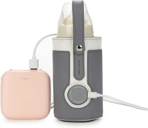 Portable USB Baby Bottle Warmer, 3 Temperature Adjustable for Car Travel and Milk Heat Keeper – Dark Gray