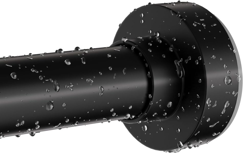 Black Shower Curtain Rod 34-82 Inches(2.8-6.8ft) Never Rust Adjustable Shower Rod Spring Tension Non Slip No Drilling Shower Rods for Bathroom Garland Window