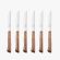 Arcos Steak Knives Set of 6 in Stainless Steel. Meat Knife Pack with Pearl Edge for Cutting and Fillet. Serrated Blade and Beech Wood Handle. Series Mesa