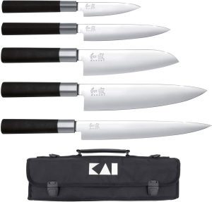 Kai Wasabi Black DM-0781EU67 2.0 European Set of 6 Including Knife Bag Black Material: Stainless Steel and Polypropylene