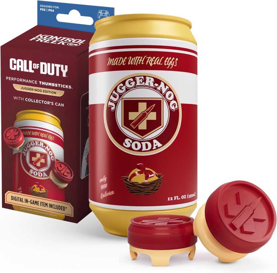 KontrolFreek® Jugger-Nog Performance Thumbsticks® | for PlayStation 5 (PS5) & PlayStation 4 Controller | Red and Cream KontrolFreek® Jugger-Nog Performance Thumbsticks® | for PlayStation 5 (PS5) & PlayStation 4 Controller | Red and Cream
