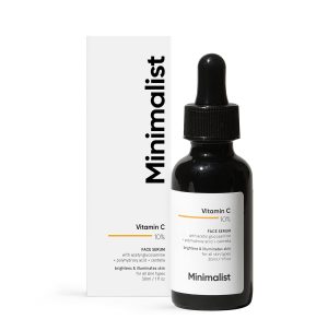 Minimalist 10% Advanced Vitamin C Serum for Glowing Skin | Brightening & Dark Spot Treatment | Treats Uneven Skin Tone, Dullness & UV Damage | Daily Face Serum (Stable Vitamin C) | 30ml/1 FL Oz