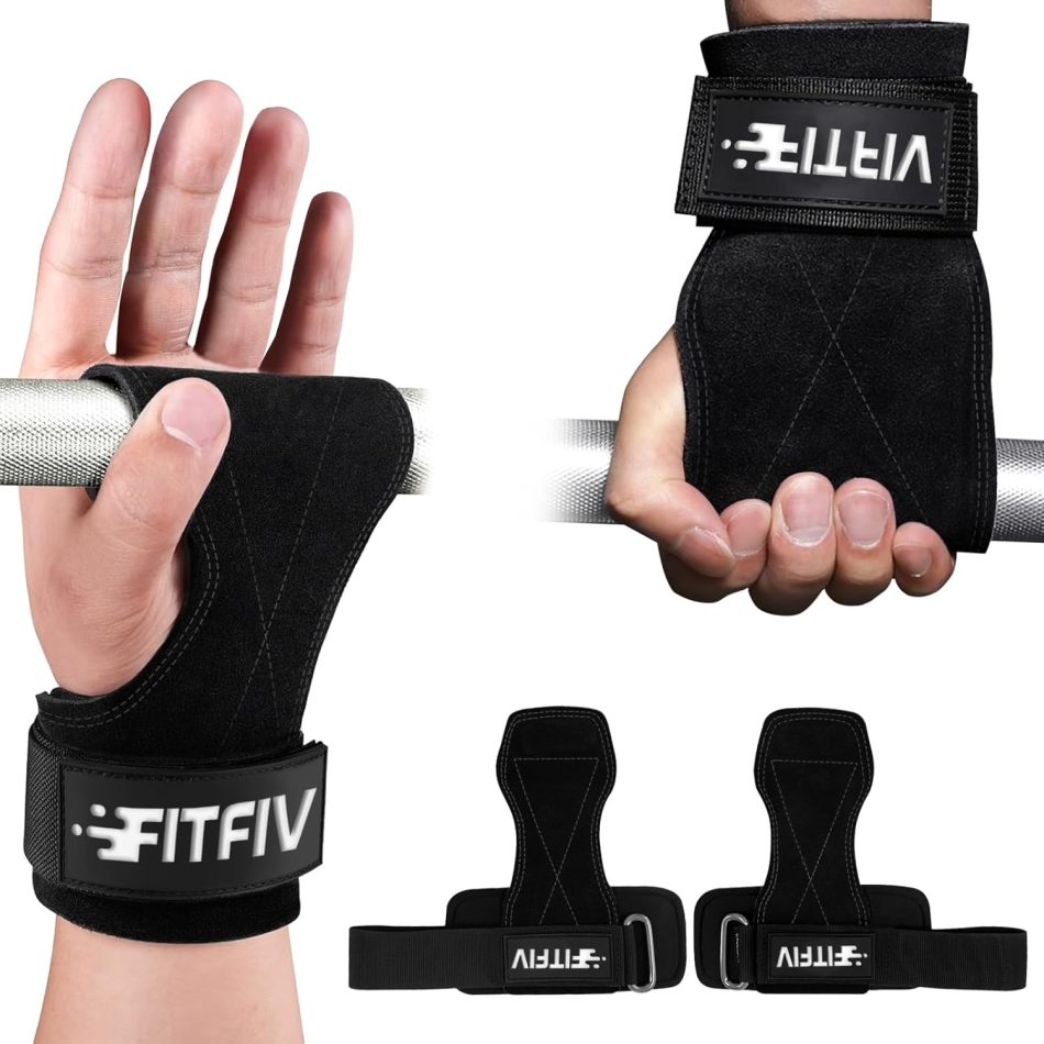 Weight Lifting Wrist Strap, Double Leather Weightlifting Wrist Straps for Gym Strength Training, Neoprene Padded Wrist Wraps – for Men & Women (Pair)