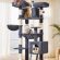 Taoqimiao 76-Inch Cat Tree XXL for Large Cats, Giant Cat Tower with Scratching Board, Extra-Large Metal Hammock, 3 Perches, 7 Sisal Posts, 2 Big Condos, Hanging Basket, Smoky Gray, MS047G