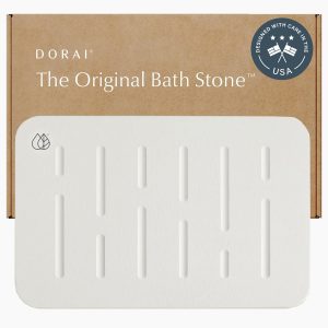 Dorai Home Stone Bath Mat – Premium Diatomaceous Earth Bath Floor Mats with Non-Slip Base, Fast-Drying Modern Shower Mat for Bathroom | Rain Sandstone – 23.6″x15.4″