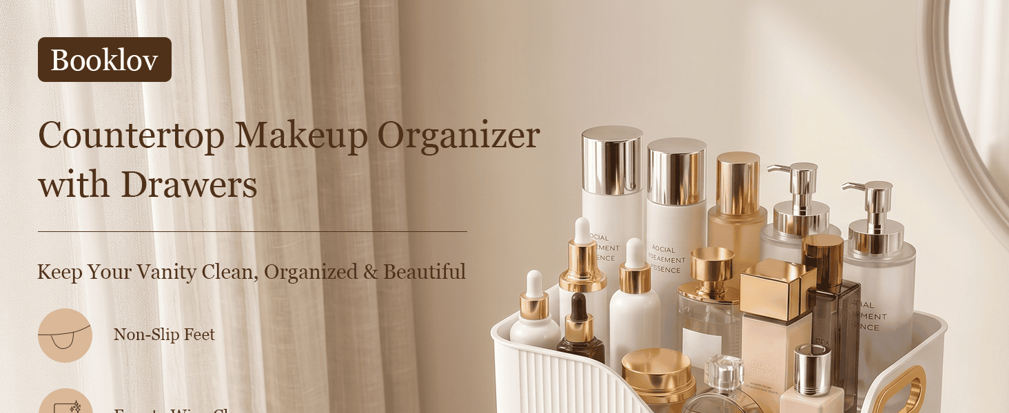 Countertop Makeup Organizer Drawers Large Cosmetic Storage Box Vanity Bathroom Counter Skincare